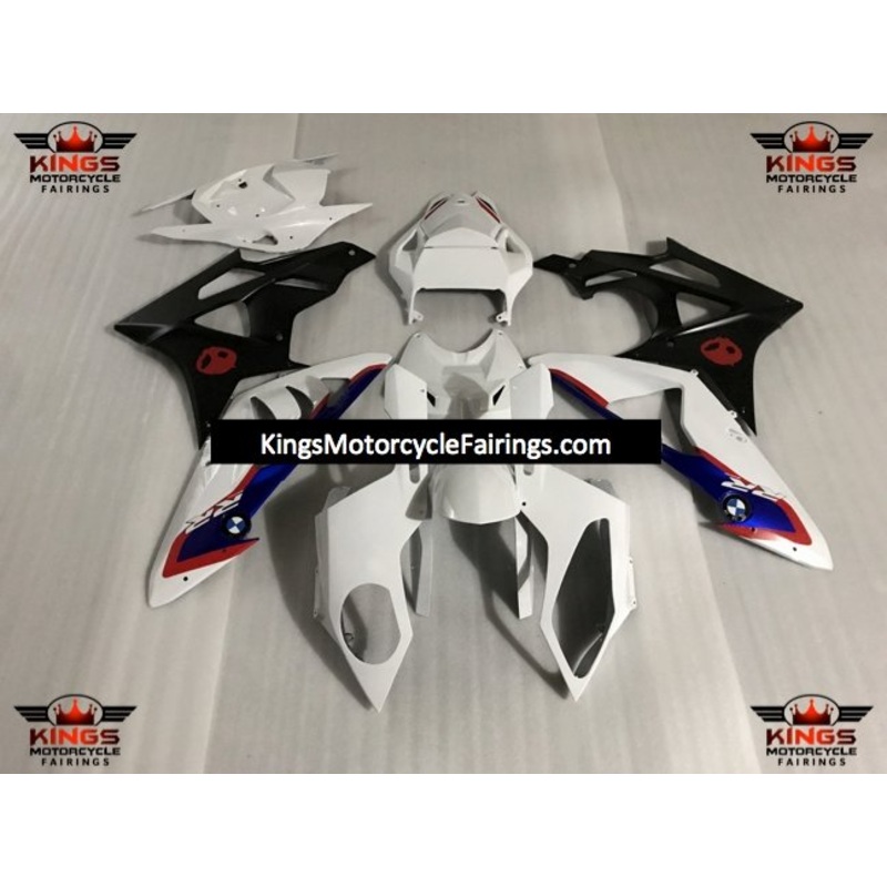 BMW S1000RR (2009-2014) White, Matte Black, Red & Blue Fairings No Seat Cowl No Bolt Kit No Tank
