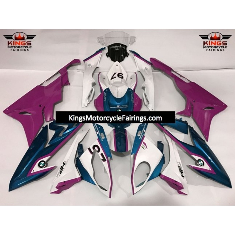 BMW S1000RR (2009-2014) White, Purple & Blue Fairings No Seat Cowl No Bolt Kit No Tank