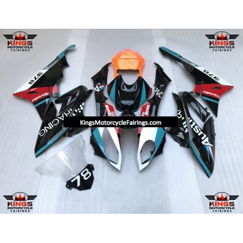 BMW S1000RR (2015-2016) Black, White, Blue, Red & Orange Fairings No Seat Cowl No Bolt Kit No Tank