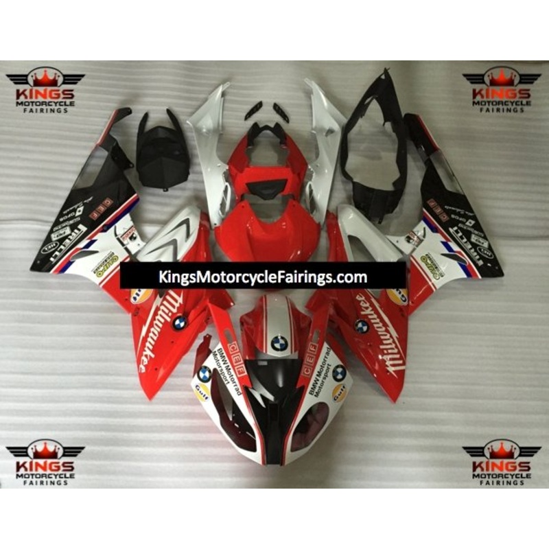 BMW S1000RR (2015-2016) Red, White & Black Milwaukee Fairings No Seat Cowl No Bolt Kit No Tank