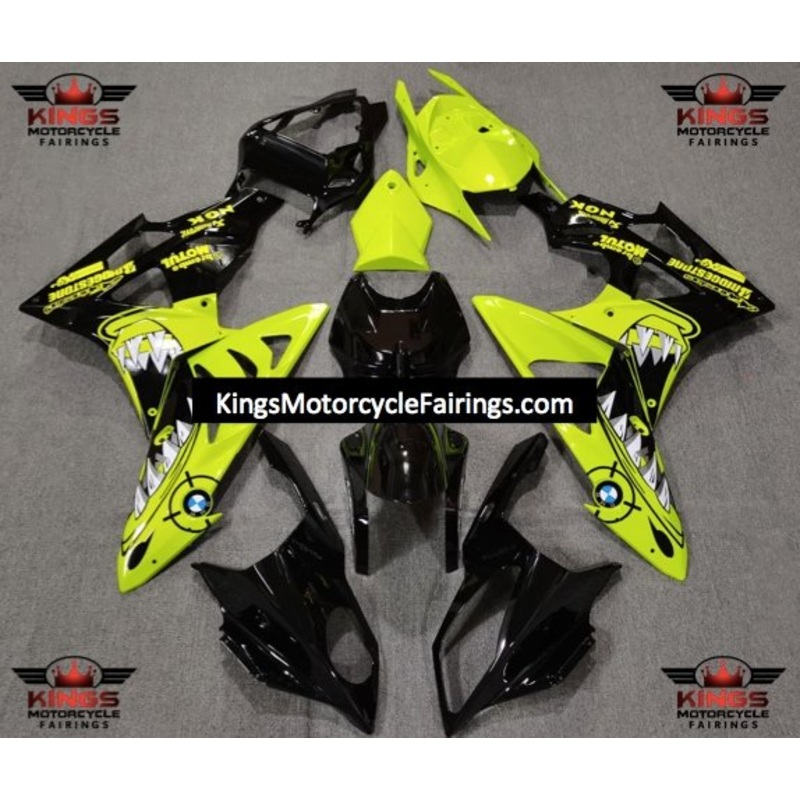 BMW S1000RR (2017-2018) Neon Yellow & Black Shark Fairings No Seat Cowl No Bolt Kit No Tank