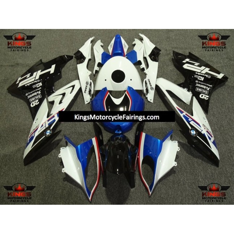 BMW S1000RR (2017-2018) White, Blue, Black & Red HP Fairings No Seat Cowl No Bolt Kit No Tank