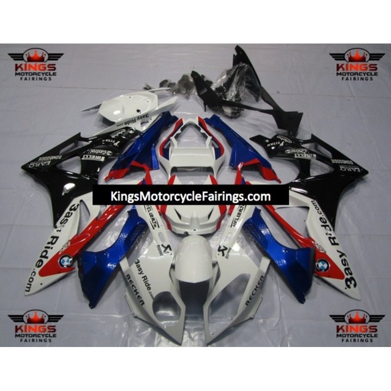BMW S1000RR (2017-2018) White, Blue, Red & Black Easy Ride Fairings No Seat Cowl No Bolt Kit No Tank