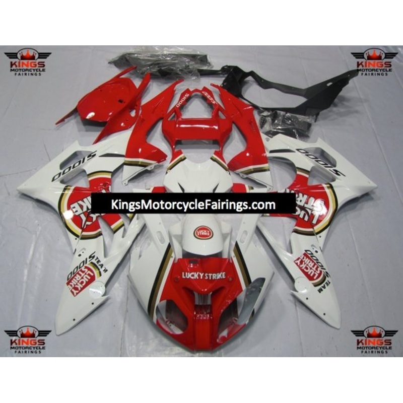 BMW S1000RR (2017-2018) White, Red & Gold Lucky Strike Fairings No Seat Cowl No Bolt Kit No Tank