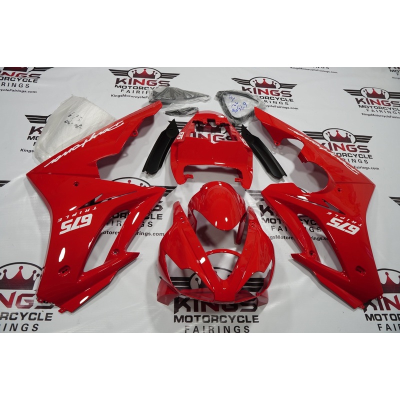 Triumph Daytona 675 (2006-2008) Red, White Fairings Clear Windscreen: Free No Bolt Kit