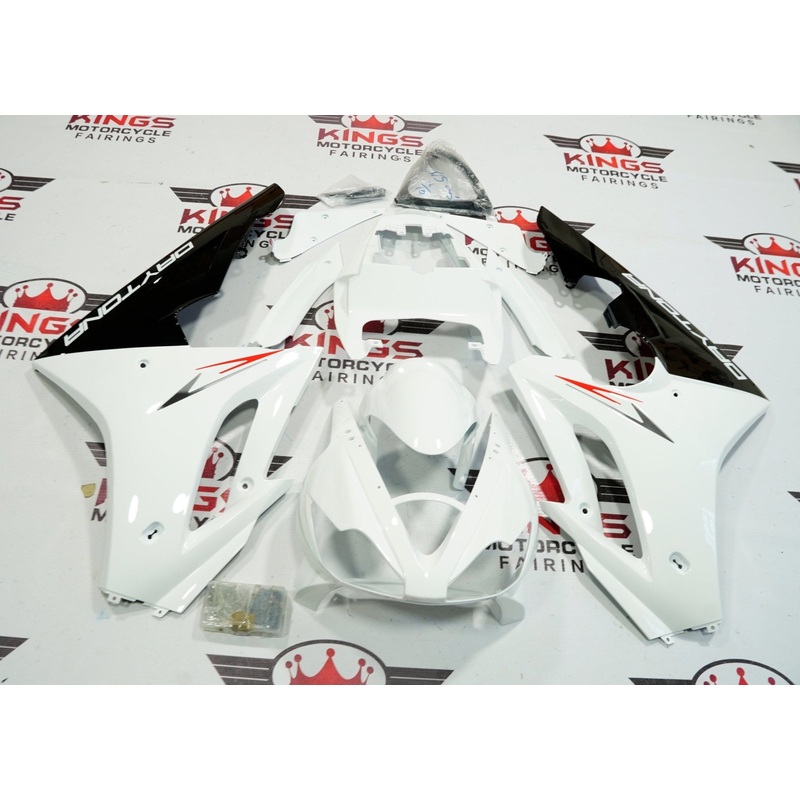 Triumph Daytona 675 (2006-2008) White, Black Fairings Clear Windscreen: Free No Bolt Kit