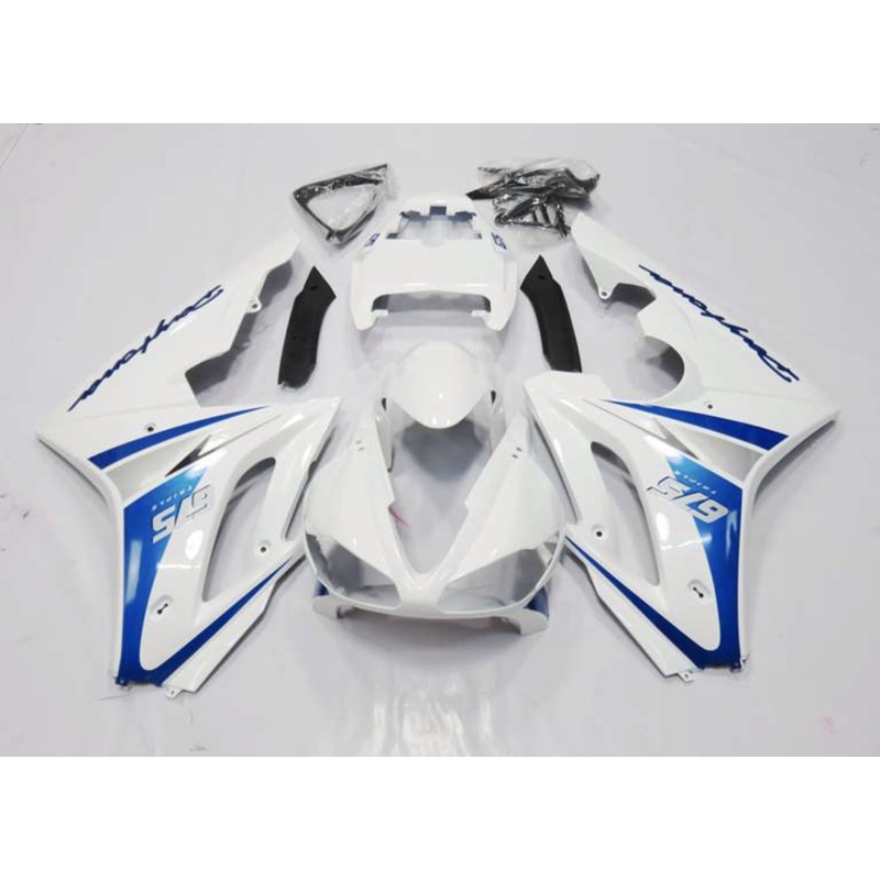 Triumph Daytona 675 (2006-2008) White, Blue Fairings Clear Windscreen: Free No Bolt Kit