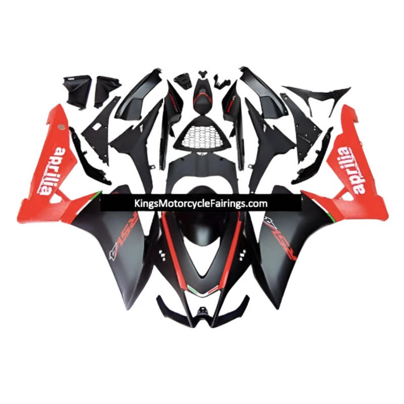 Aprilia RS4 125 (2012-2016) Matte Black, Matte Red Fairings Clear Windscreen: Free No Bolt Kit No Tank