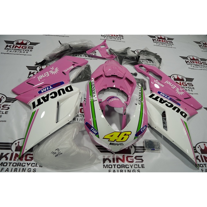 Ducati 1098 (2007-2012) Pink, White, Green, Black Fairings Clear Windscreen: Free No Seat Cowl No Bolt Kit