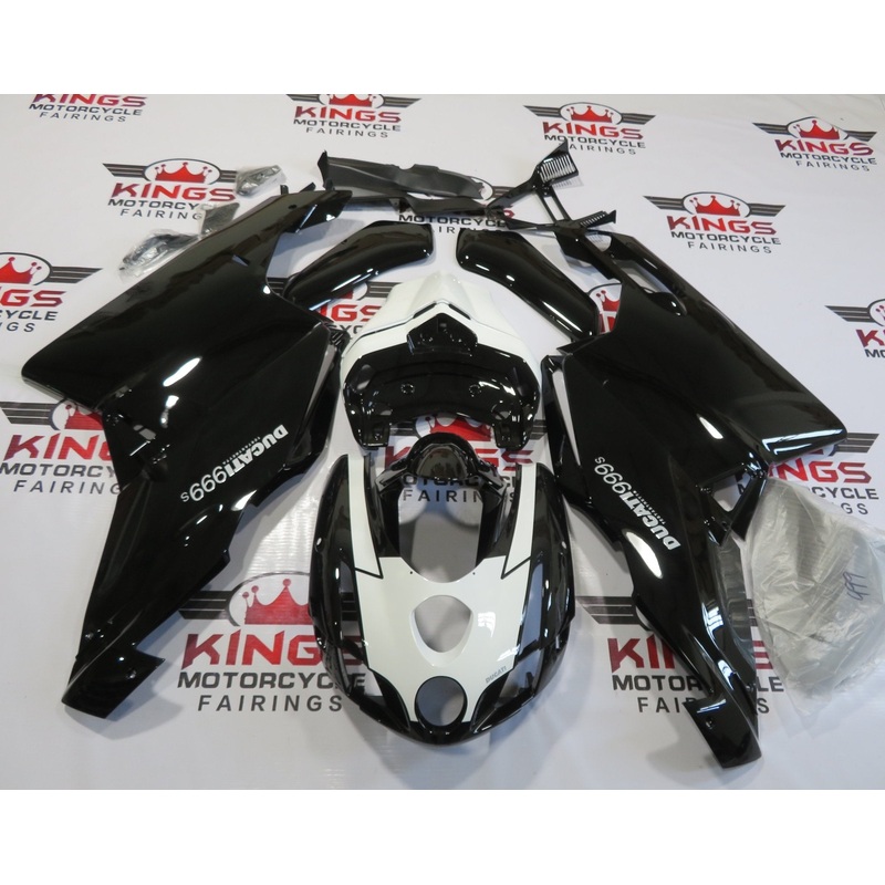 Ducati 749 (2003-2004) Black & White Fairings Clear Windscreen: Free No Seat Cowl No Bolt Kit