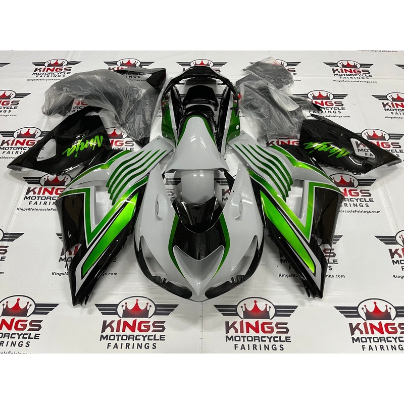 Fairing kit for a Kawasaki Ninja ZX14R (2006-2011) Nardo Gray, Green, Black Clear Windscreen: Free No Seat Cowl No Bolt Kit
