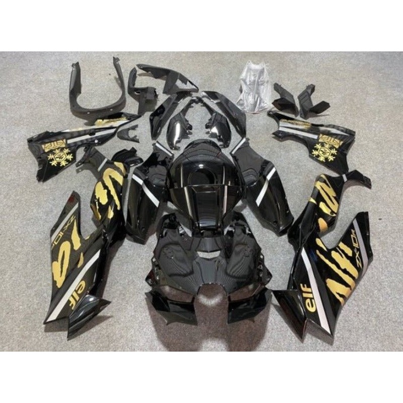 Fairings for Kawasaki Ninja ZX10RR (2021-2025) Black, Gold Elf No Tank No Seat Cowl No Bolt Kit