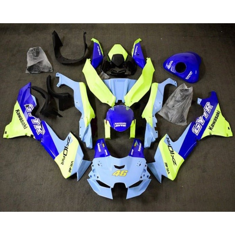 Fairings for Kawasaki Ninja ZX10RR (2021-2025) Blue, Yellow No Tank No Seat Cowl No Bolt Kit