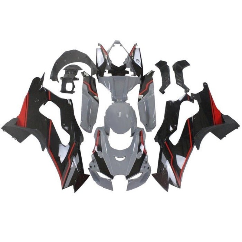 Fairings for Kawasaki Ninja ZX10RR (2021-2025) Gray, Black, Red Stripe No Tank No Seat Cowl No Bolt Kit