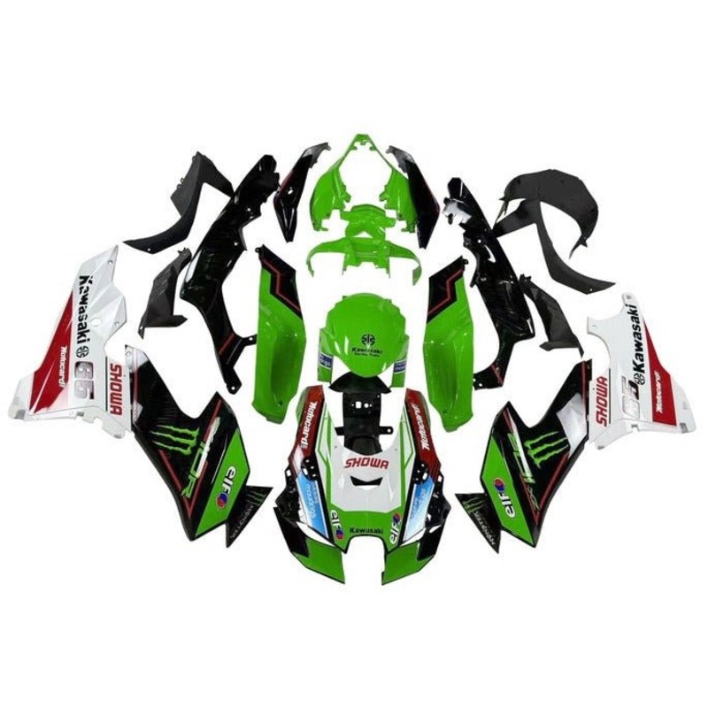 Fairings for Kawasaki Ninja ZX10RR (2021-2025) Green, Black, White Monster No Tank No Seat Cowl No Bolt Kit
