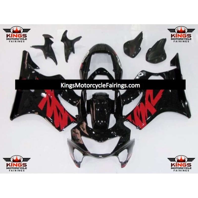 Honda CBR600F4 (1999-2000) Black & Red Fairings Clear Windscreen: Free No Bolt Kit
