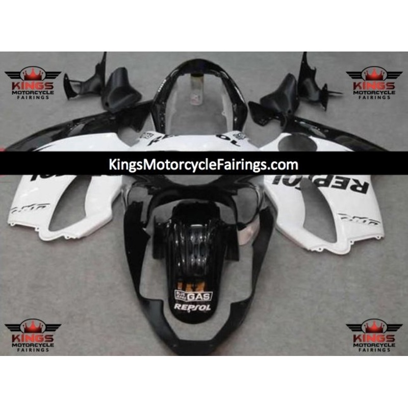 Honda CBR600F4 (1999-2000) Black & White Repsol Fairings Clear Windscreen: Free No Bolt Kit