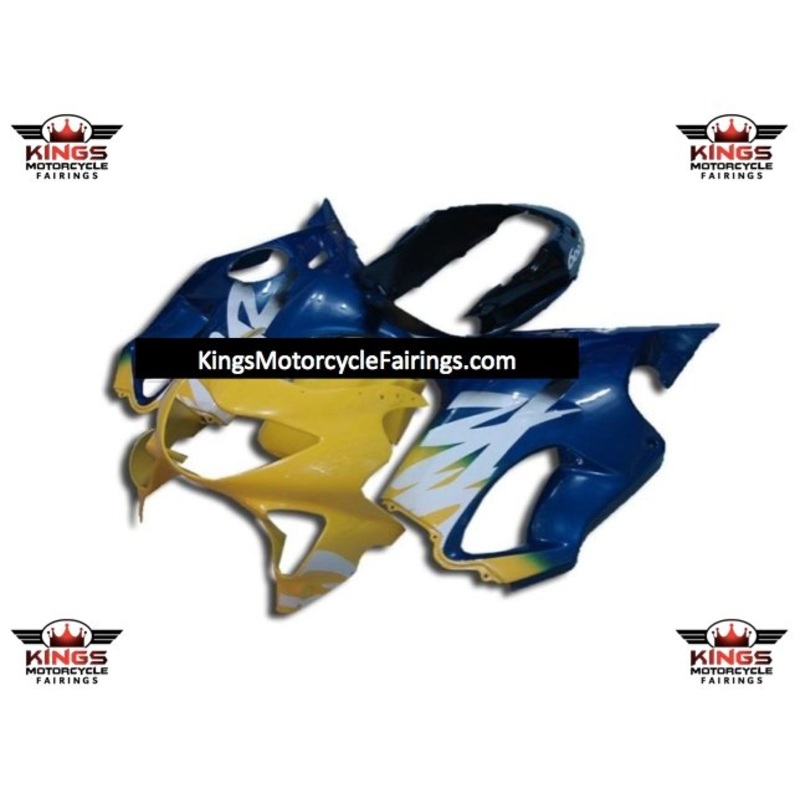 Honda CBR600F4 (1999-2000) Yellow, Blue & White Fairings Clear Windscreen: Free No Bolt Kit