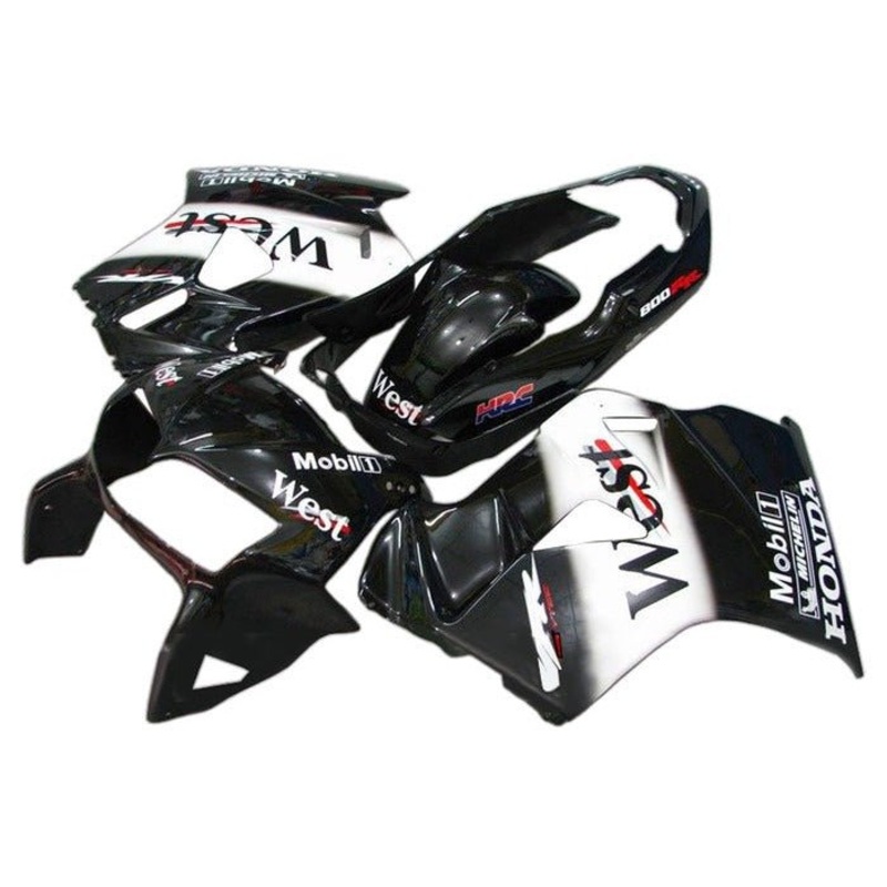 Honda VFR800 (1998-2001) Black, White West Fairings Clear Windscreen: Free No Bolt Kit