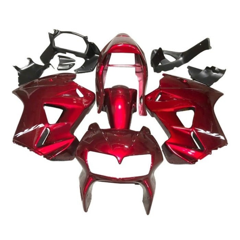 Honda VFR800 (1998-2001) Candy Red Fairings Clear Windscreen: Free No Bolt Kit