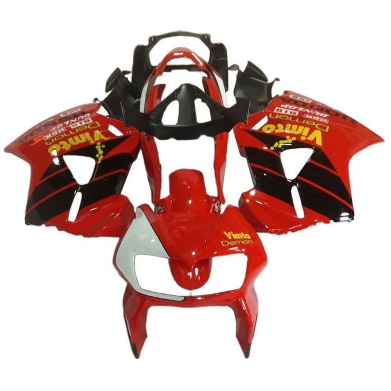 Honda VFR800 (1998-2001) Red, Black, White, Yellow Fairings Clear Windscreen: Free No Bolt Kit