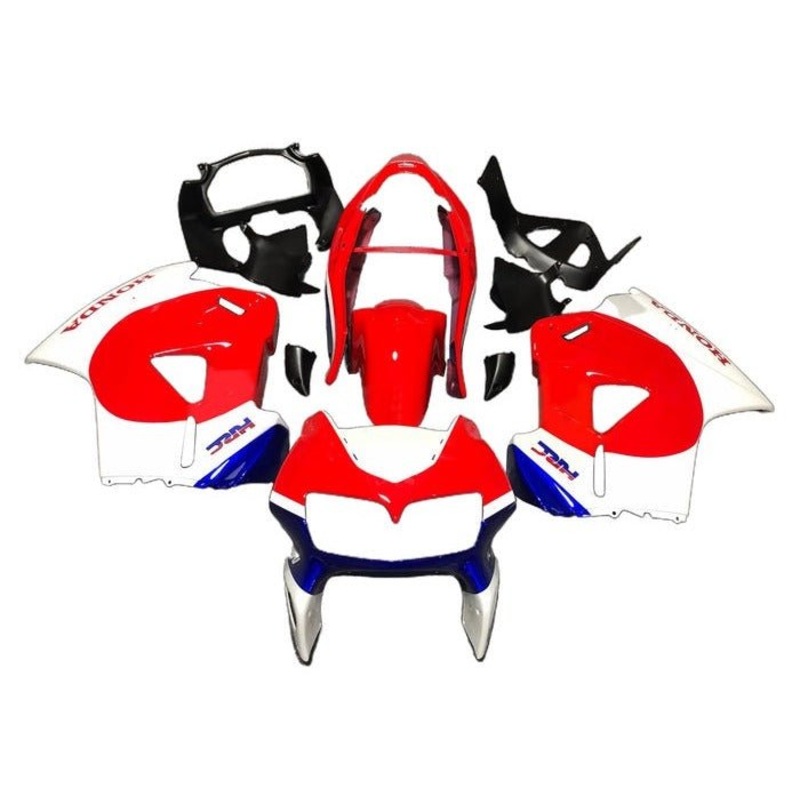 Honda VFR800 (1998-2001) Red, White, Blue HRC Fairings Clear Windscreen: Free No Bolt Kit