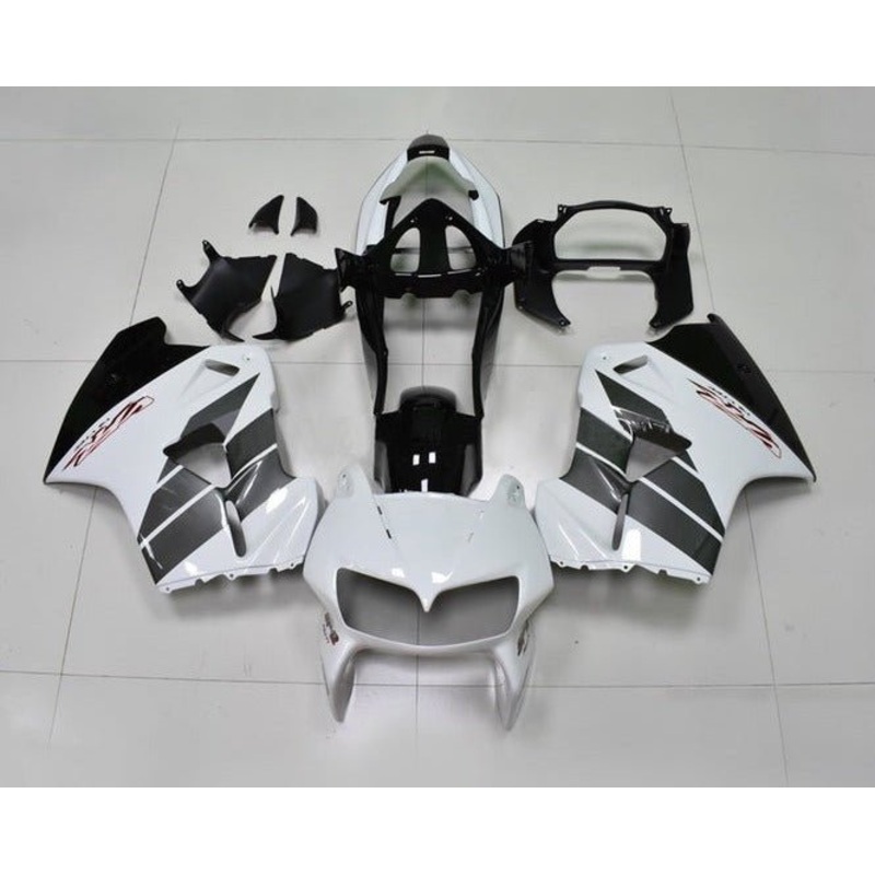 Honda VFR800 (1998-2001) White, Black, Gray Fairings Clear Windscreen: Free No Bolt Kit