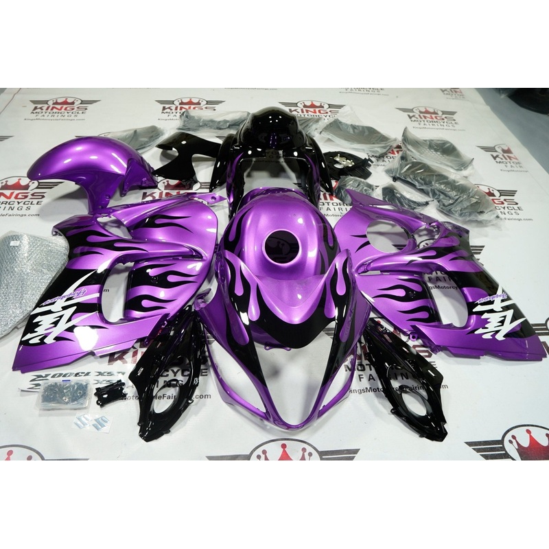 Suzuki GSX1300R Hayabusa (2008-2020) Purple, White, Black Flame Fairings No Seat Cowl No Bolt Kit No Tank