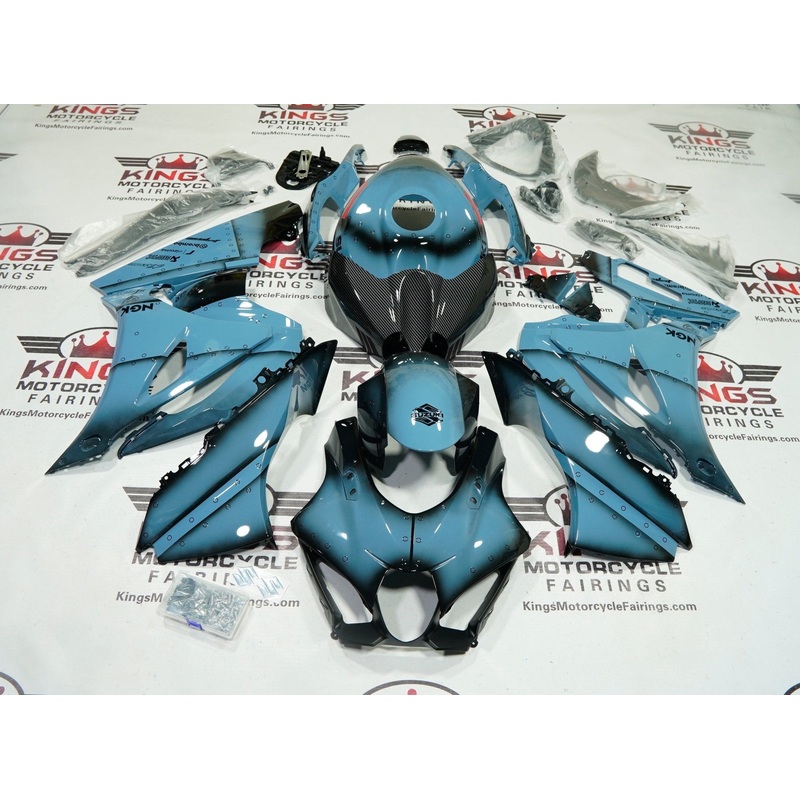 Suzuki GSXR1000 (2017-2025) Blue, Faux Carbon Fiber Fairings No Tank No Seat Cowl No Bolt Kit