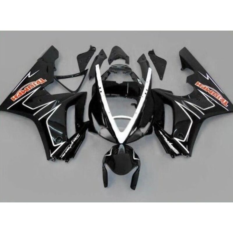 Triumph Daytona 675 (2006-2008) Black, White & Red Fairings Clear Windscreen: Free No Bolt Kit