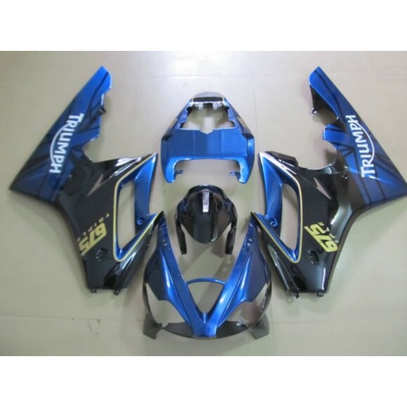Triumph Daytona 675 (2006-2008) Blue, Black, Gold, White Fairings Clear Windscreen: Free No Bolt Kit
