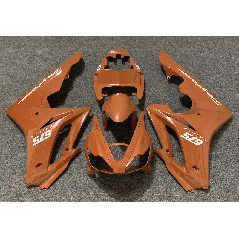 Triumph Daytona 675 (2006-2008) Orange & White Fairings Clear Windscreen: Free No Bolt Kit