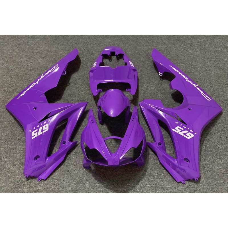 Triumph Daytona 675 (2006-2008) Purple & White Fairings Clear Windscreen: Free No Bolt Kit