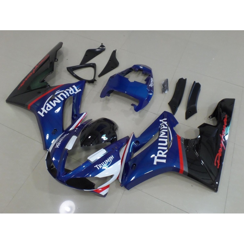 Triumph Daytona 675 (2009-2012) Blue, Black, White, Red & Gray Fairings Clear Windscreen: Free No Bolt Kit