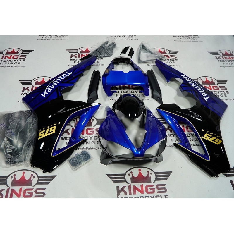 Triumph Daytona 675 (2009-2012) Blue, Black, Yellow, White Fairings Clear Windscreen: Free No Bolt Kit