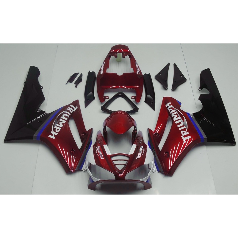 Triumph Daytona 675 (2009-2012) Candy Red, Black, White, Blue & Gray Fairings Clear Windscreen: Free No Bolt Kit