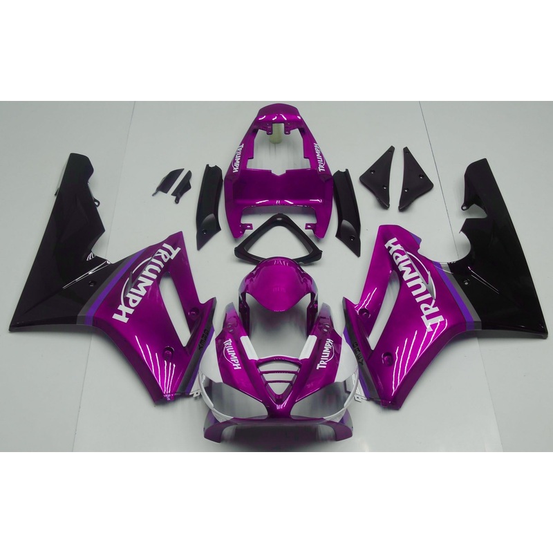 Triumph Daytona 675 (2009-2012) Pink, Black, White, Purple & Gray Fairings Clear Windscreen: Free No Bolt Kit
