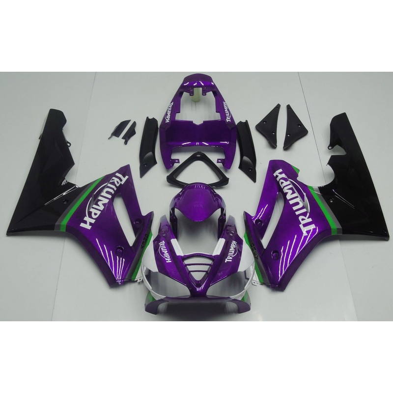 Triumph Daytona 675 (2009-2012) Purple, Black, White, Green & Gray Fairings Clear Windscreen: Free No Bolt Kit