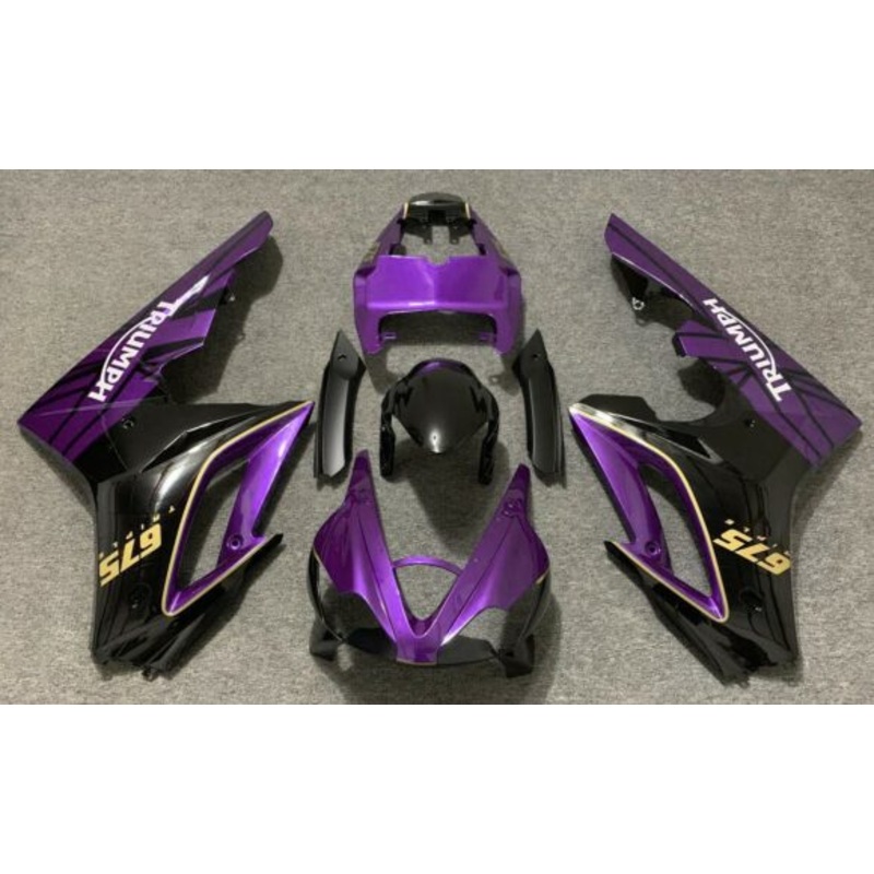 Triumph Daytona 675 (2009-2012) Purple, Black, Yellow, White Fairings Clear Windscreen: Free No Bolt Kit