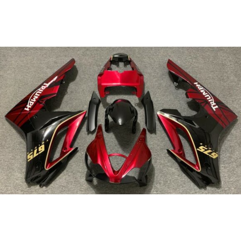 Triumph Daytona 675 (2009-2012) Red, Black, Yellow, White Fairings Clear Windscreen: Free No Bolt Kit
