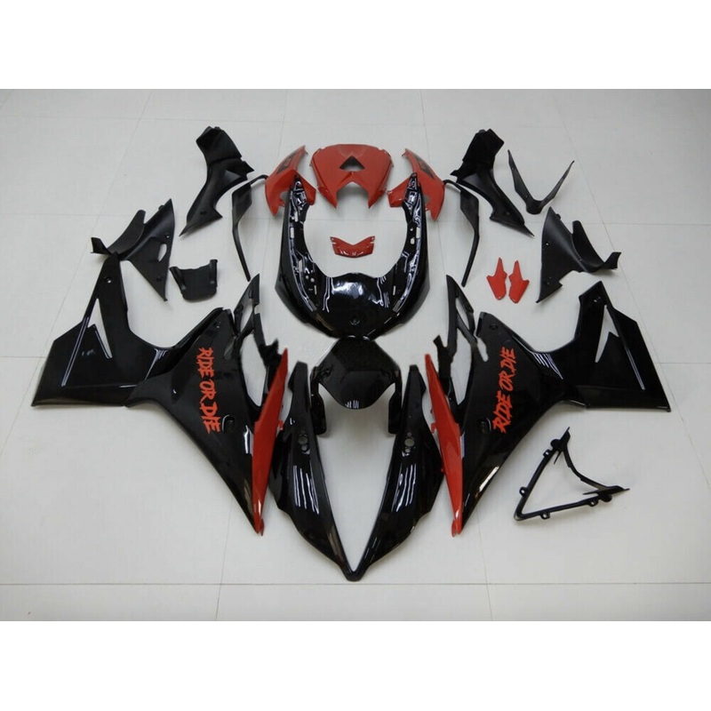 Triumph Daytona 675 (2013-2016) Black & Red Ride or Die Fairings Clear Windscreen: Free No Bolt Kit