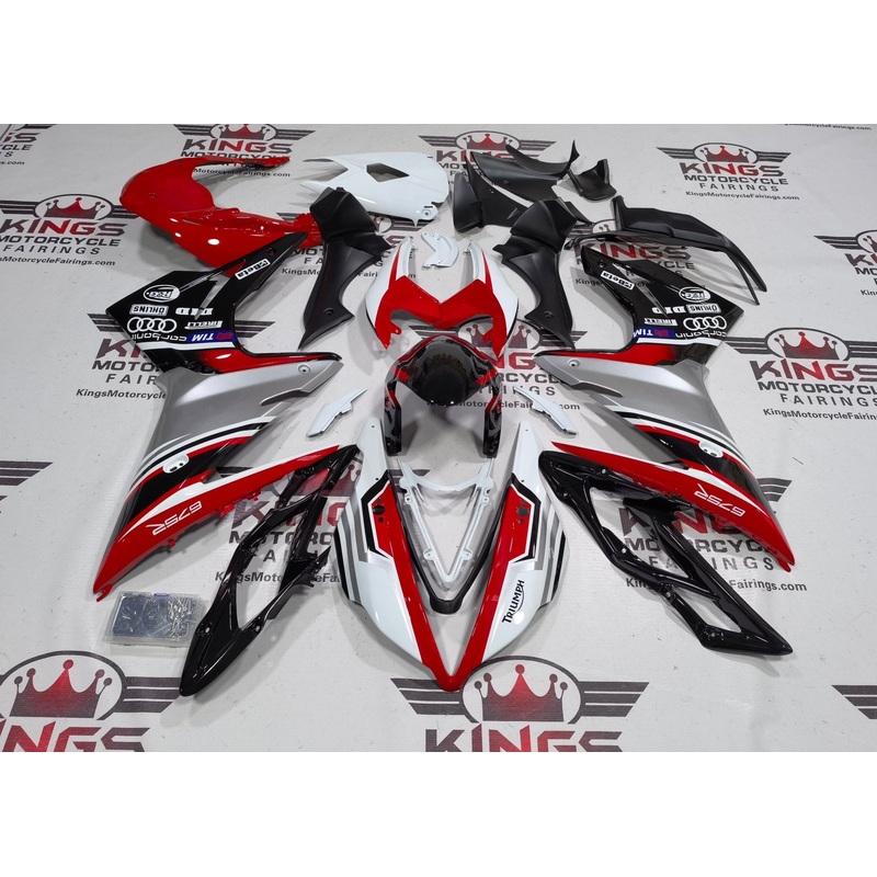 Triumph Daytona 675 (2013-2016) Red, White, Black Fairings Clear Windscreen: Free No Bolt Kit