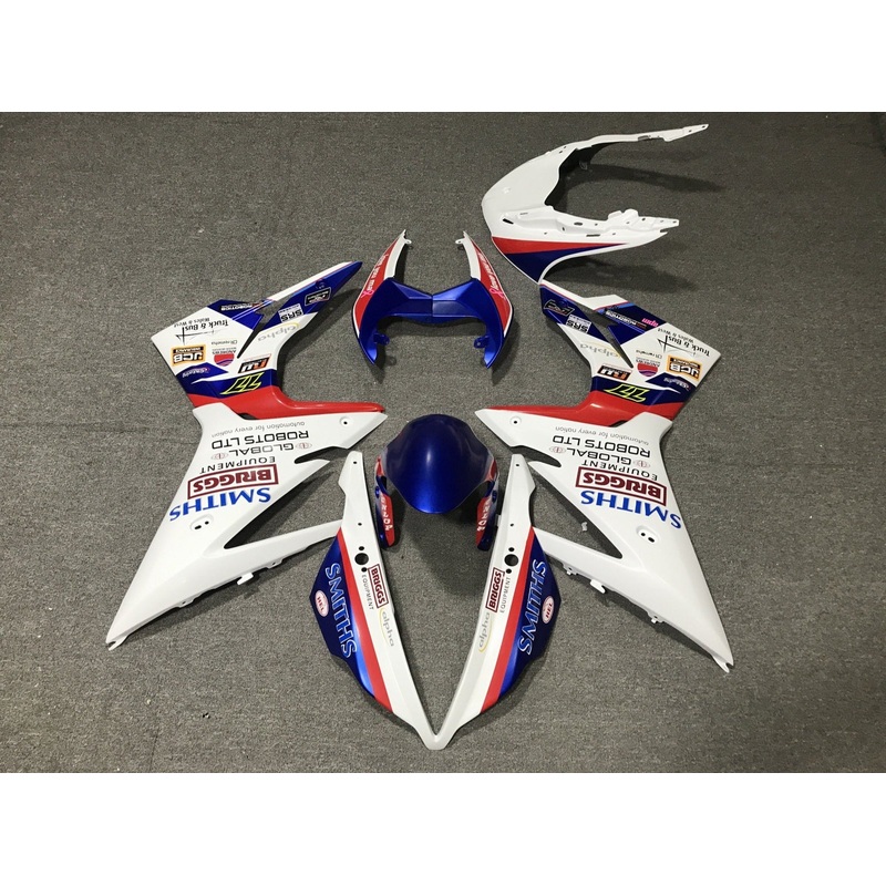 Triumph Daytona 675 (2013-2016) White, Blue & Red Smiths Fairings Clear Windscreen: Free No Bolt Kit