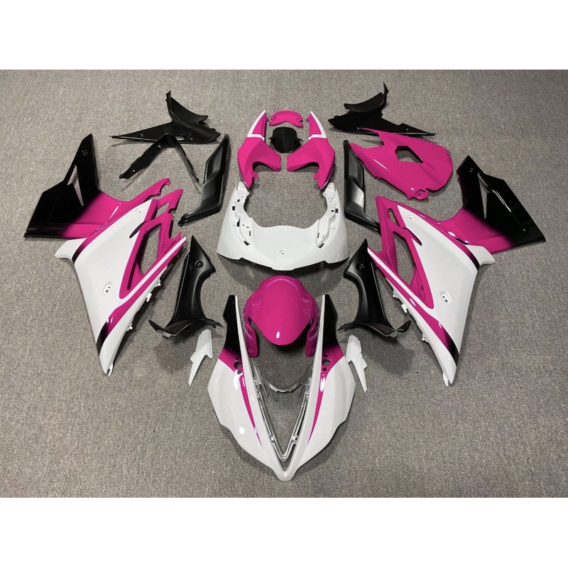 Triumph Daytona 675 (2013-2016) White, Pink & Black Fairings Clear Windscreen: Free No Bolt Kit