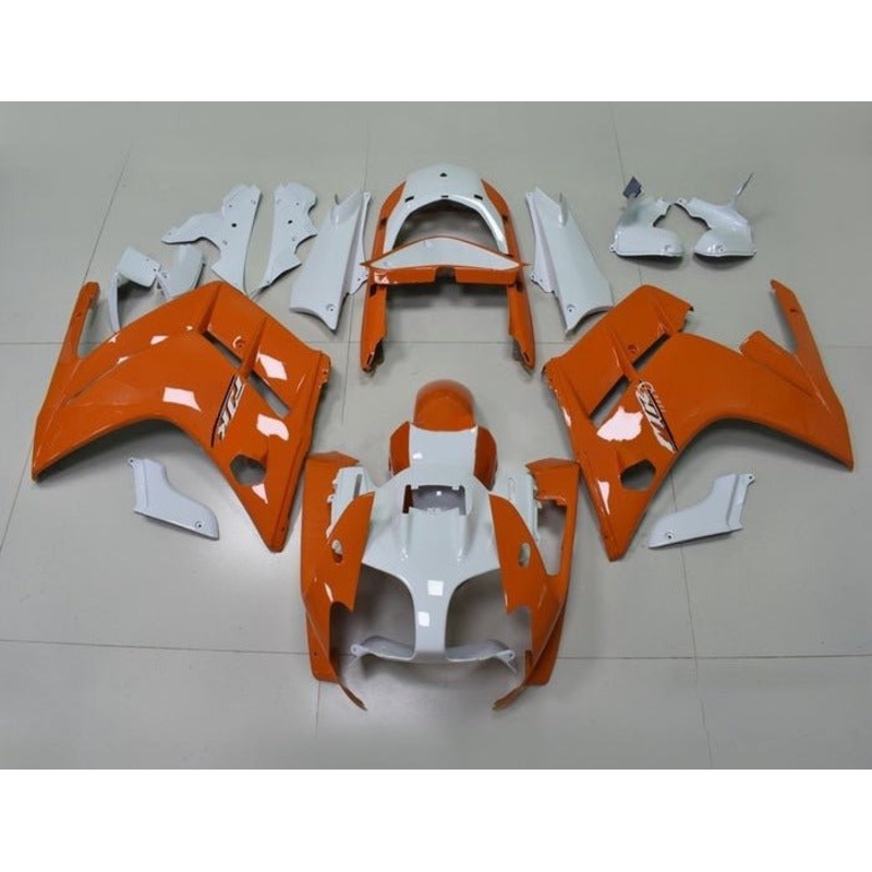 Yamaha FJR1300 Fairings (2001-2006) Orange, White No Bolt Kit Clear Windscreen: Free