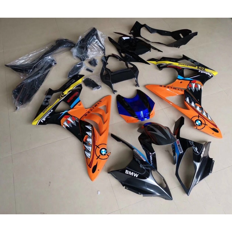 BMW S1000RR (2009-2014) Black & Orange Shark Fairings No Seat Cowl No Bolt Kit No Tank