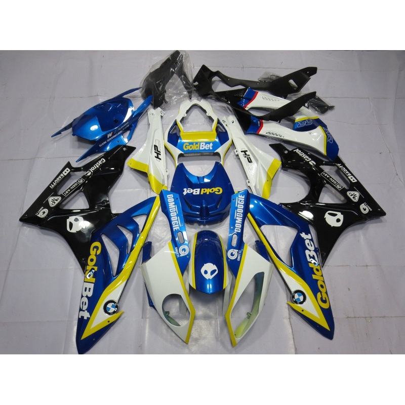 BMW S1000RR (2009-2014) White, Yellow, Blue & Black GoldBet Fairings No Seat Cowl No Bolt Kit No Tank