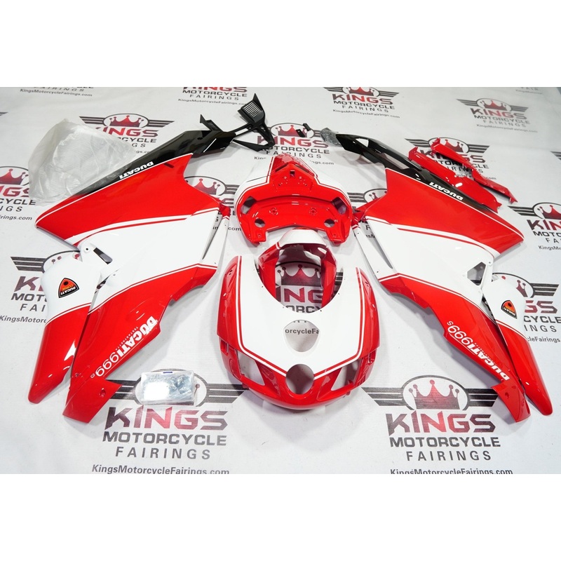 Ducati 999s (2005-2006) Red, White, Black Fairings Clear Windscreen: Free No Seat Cowl No Bolt Kit