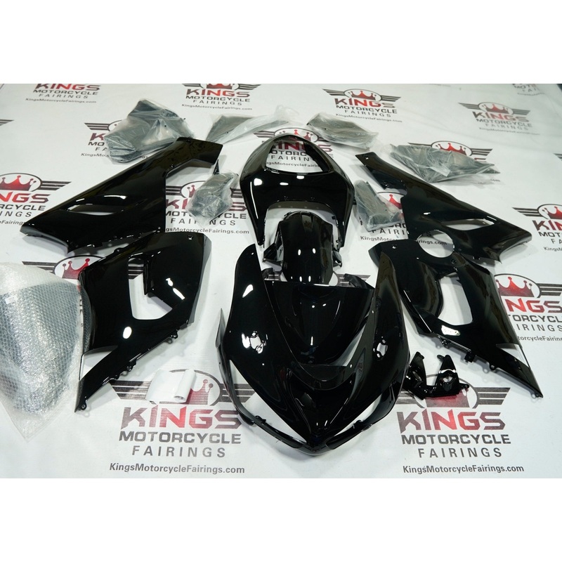 Fairing kit for a Kawasaki Ninja ZX6R 636 (2005-2006) All Gloss Black Clear Windscreen: Free No Seat Cowl No Bolt Kit