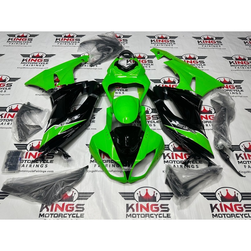 Fairing kit for a Kawasaki Ninja ZX6R 636 (2009-2012) Green, Black, White Clear Windscreen: Free No Seat Cowl No Bolt Kit